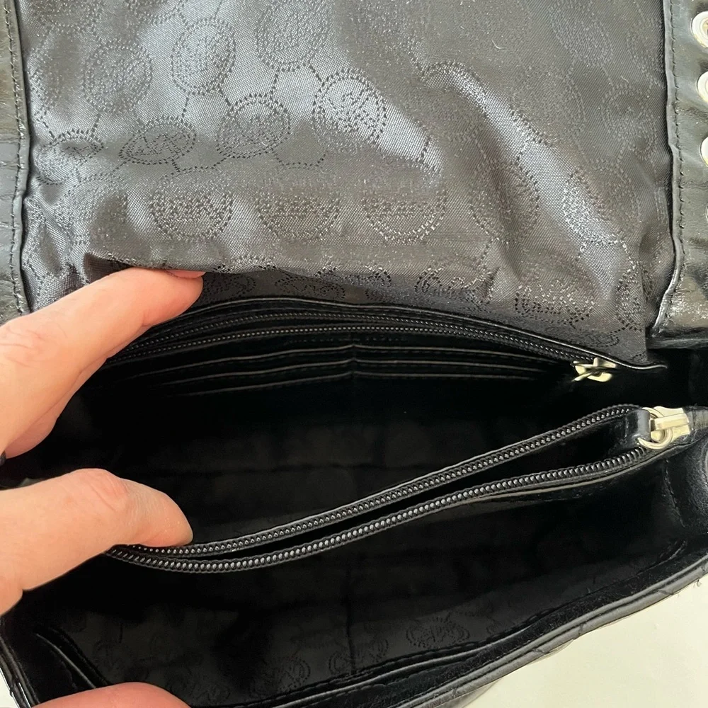 Michael Kors Hippie Grommet Sloan Black Leather Shoulder Bag - Picture 8 of 16